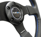 NRG Innovations 320MM Leather Steering Wheel w/ Black Center, Blue Stitching and Perforated Leather Grip - RST - 012R - BL - Subimods.com