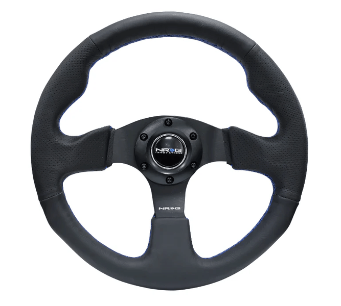 NRG 320MM Leather Steering Wheel Blue Stitch WRX STI — Subimods.com