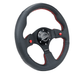 NRG Innovations 320MM Leather Steering Wheel w/ Black Center, Red Stitching, Dual Buttons and Perforated Leather Grip - RST - 007R - Subimods.com