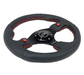 NRG Innovations 320MM Leather Steering Wheel w/ Black Center, Red Stitching, Dual Buttons and Perforated Leather Grip - RST - 007R - Subimods.com