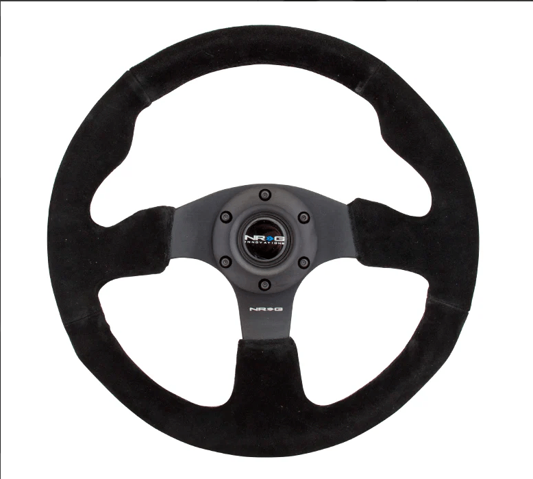 NRG Innovations 320MM Steering Wheel w/ Black Center, Black Stitching and Suede Grip - RST - 012S - Subimods.com