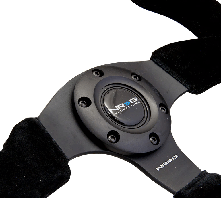 NRG Innovations 320MM Steering Wheel w/ Black Center, Black Stitching and Suede Grip - RST - 012S - Subimods.com