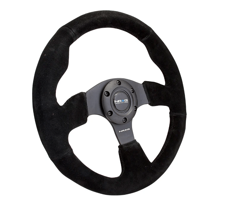 NRG Innovations 320MM Steering Wheel w/ Black Center, Black Stitching and Suede Grip - RST - 012S - Subimods.com