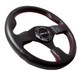 NRG Innovations 320MM Steering Wheel w/ Black Center, Red Stitching and Leather Grip - RST - 012R - RS - Subimods.com