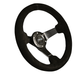 NRG Innovations 330mm Deep Dish Steering Wheel w/ Black Center, Black Stitching and Black Sparkled Suede Grip - RST - 033BK - S - Subimods.com