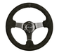 NRG Innovations 330mm Deep Dish Steering Wheel w/ Black Center, Black Stitching and Black Sparkled Suede Grip - RST - 033BK - S - Subimods.com