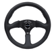 NRG Innovations 350MM Deep Dish Steering Wheel Smooth Leather w/ Black Center, Black Stitching and Perforated Leather Grip - RST - 023MB - R - Subimods.com