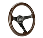 NRG Innovations 350mm Deep Dish Steering Wheel w/ Black Center, and Woodgrain Grip - RST - 036BK - BKW - Subimods.com