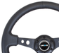 NRG Innovations 350MM Deep Dish Steering Wheel w/ Holes, Black Center, Black Stitching and Black Leather Grip - RST - 006BK - Subimods.com