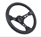 NRG Innovations 350MM Deep Dish Steering Wheel w/ Holes, Black Center, Black Stitching and Black Leather Grip - RST - 006BK - Subimods.com