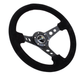 NRG Innovations 350MM Deep Dish Steering Wheel w/ Holes, Black Center, Black Stitching and Black Suede Grip - RST - 006 - S - Subimods.com