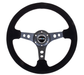 NRG Innovations 350MM Deep Dish Steering Wheel w/ Holes, Black Center, Black Stitching and Black Suede Grip - RST - 006 - S - Subimods.com