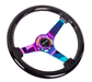 NRG Innovations 350mm Deep Dish Steering Wheel w/ Neochrome Center, and Black Sparkled Woodgrain Grip - RST - 036BSB - MC - Subimods.com
