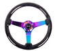 NRG Innovations 350mm Deep Dish Steering Wheel w/ Neochrome Center, and Black Sparkled Woodgrain Grip - RST - 036BSB - MC - Subimods.com