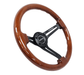 NRG Innovations 350mm Deep Dish Steering Wheel w/ Slits, Black Center, and Woodgrain Grip - RST - 018BR - BK - Subimods.com
