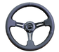 NRG Innovations 350MM Deep Dish Steering Wheel w/ Slits, Black Center, Black Stitching and Black Leather Grip - RST - 018R - Subimods.com