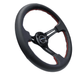 NRG Innovations 350MM Deep Dish Steering Wheel w/ Slits, Black Center, Red Stitching and Black Leather Grip - RST - 018R - RS - Subimods.com