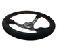NRG Innovations 350MM Deep Dish Steering Wheel w/ Slits, Black Center, Red Stitching and Black Suede Grip - RST - 018S - RS - Subimods.com