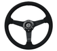 NRG Innovations 350MM Flat Steering Wheel w/ Black Center, Black Stitching and Black Alcantara Grip - RST - 037MB - SA - Subimods.com