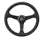 NRG Innovations 350MM Flat Steering Wheel w/ Black Center, Black Stitching and Black Perforated Leather Grip - RST - 037MB - PR - Subimods.com