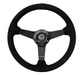 NRG Innovations 350MM Flat Steering Wheel w/ Black Center, Black Stitching and Black Suede Grip - RST - 037MB - S - Subimods.com