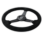 NRG Innovations 350MM Flat Steering Wheel w/ Black Center, Black Stitching and Black Suede Grip - RST - 037MB - S - Subimods.com