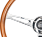 NRG Innovations 360MM Flat Steering Wheel w/ Slits, Chrome Center, and Woodgrain Grip - RST - 360SL - Subimods.com