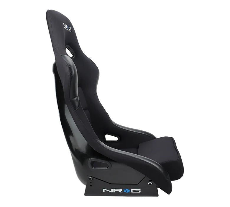 NRG Innovations Fiber Glass Fixed Back Racing Seat Large Black Cloth w/ Leather Patches - FRP - 301 - Subimods.com