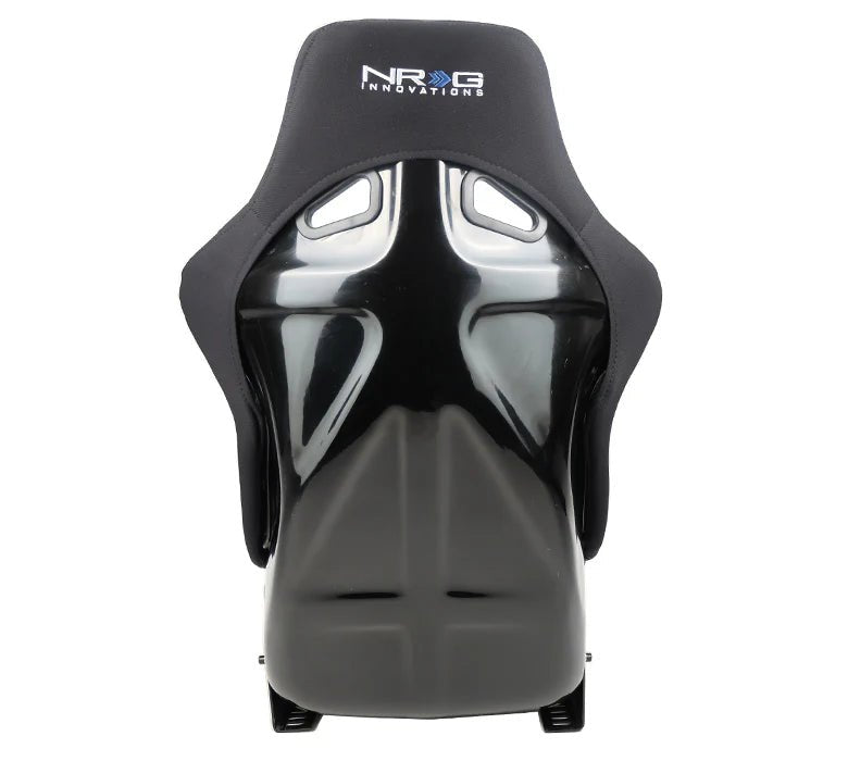 NRG Innovations Fiber Glass Fixed Back Racing Seat Large Black Cloth w/ Leather Patches - FRP - 301 - Subimods.com