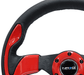 NRG Innovations Pilota Series 320MM Steering Wheel w/ Black Center, Black Stitching, Red Accents and Leather Grip - RST - 001RD - Subimods.com