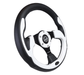 NRG Innovations Pilota Series 320MM Steering Wheel w/ Black Center, Black Stitching, White Accents and Leather Grip - RST - 001WT - Subimods.com