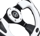 NRG Innovations Pilota Series 320MM Steering Wheel w/ Black Center, Black Stitching, White Accents and Leather Grip - RST - 001WT - Subimods.com