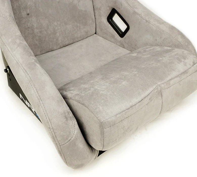 NRG Innovations Prisma Ultra Fixed Back Racing Seat Large Grey Alcantara w/ Gold Flake Shell - FRP - 302GY - ULTRA - Subimods.com