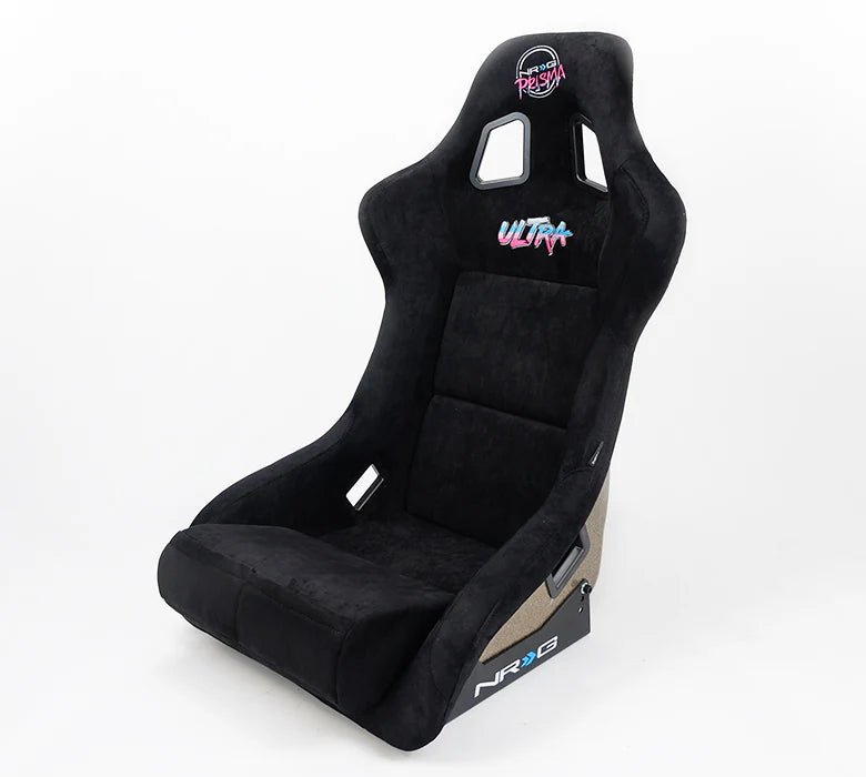 NRG Innovations Prisma Ultra Fixed Back Racing Seat Medium Black Alcantara w/ Gold Flake Shell - FRP - 303BK - ULTRA - Subimods.com