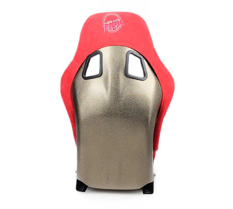 NRG Innovations Prisma Ultra Fixed Back Racing Seat Medium Red Alcantara w/ Gold Flake Shell - FRP - 303RD - ULTRA - Subimods.com