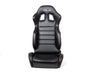 NRG Innovations Reclinable Bucket Seat Pair Black Leather w/ Red Stitching - RSC - 208 - 1L/R - Subimods.com