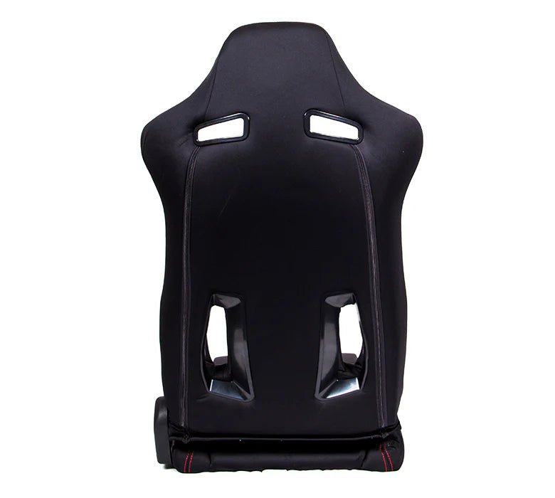 NRG Innovations Reclinable Bucket Seat Pair Black w/ Red Stitching and Arrow Cushion - RSC - 800L/R - Subimods.com