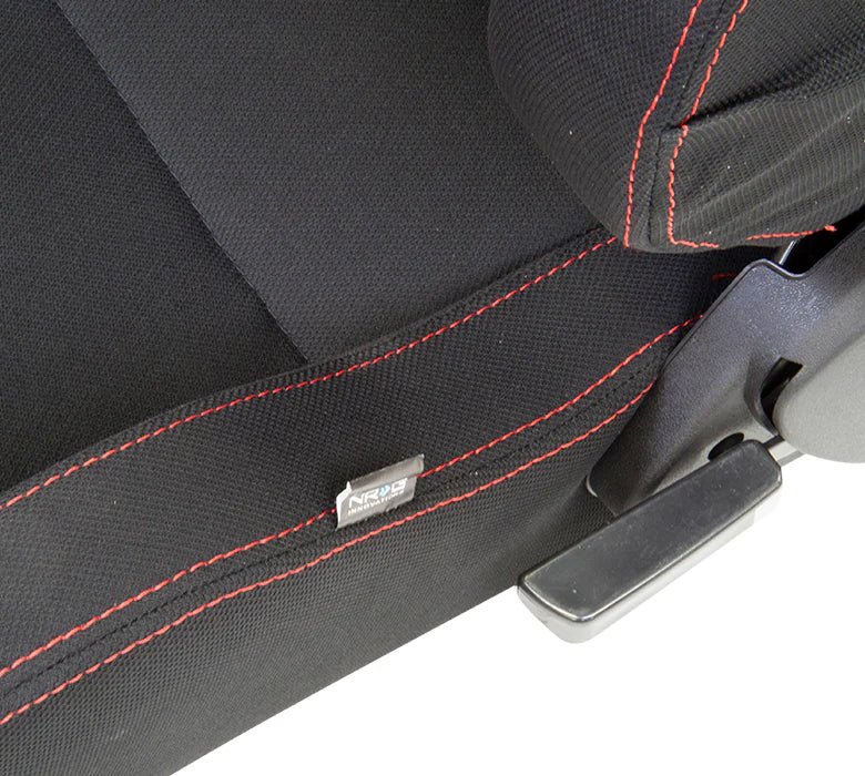 NRG Innovations Type R Reclinable Bucket Seat Pair Black Cloth w/ Red Stitching - RSC - 200L/R - Subimods.com