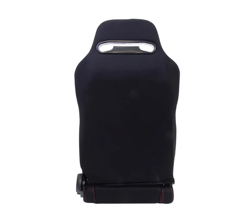 NRG Innovations Type R Reclinable Bucket Seat Pair Black Cloth w/ Red Stitching - RSC - 200L/R - Subimods.com