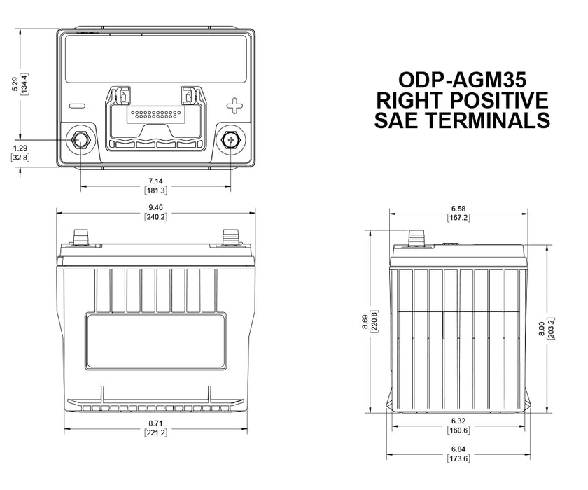 ODYSSEY Performance Battery PC1400 2008 - 2021 WRX / 2008 - 2021 STI / 2005 - 2009 Legacy GT - ODP-AGM35 - Subimods.com