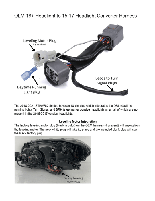 OLM 2015-2017 Headlight Conversion Harness Pair 2018-2021 WRX / STI - OLMA.70031.3 - Subimods.com