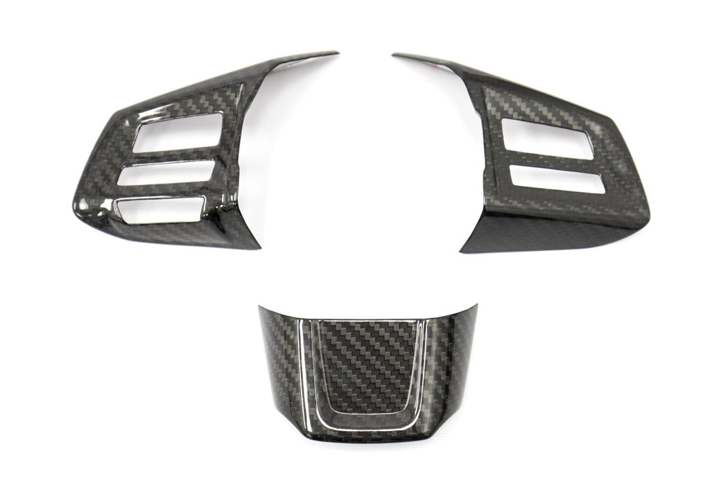 OLM Carbon Fiber Steering Wheel Covers 2015 WRX / STI w/ Manual Transmission - OLMSTR-WRX15-B-DCF - Subimods.com