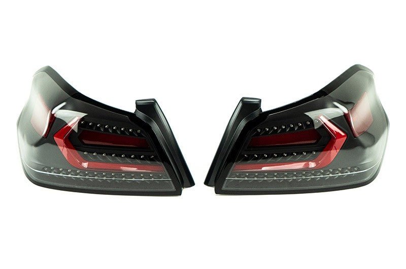 OLM Evolution Tail Lights Clear Lens, Black Base, Red Bar 2015-2021 WRX / STI - OLMA.70032.1-CBR - Subimods.com