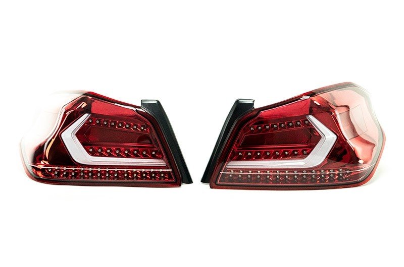 OLM Evolution Tail Lights Clear Lens, Red Base, White Bar 2015-2021 WRX / STI - OLMA.70032.1-R - Subimods.com