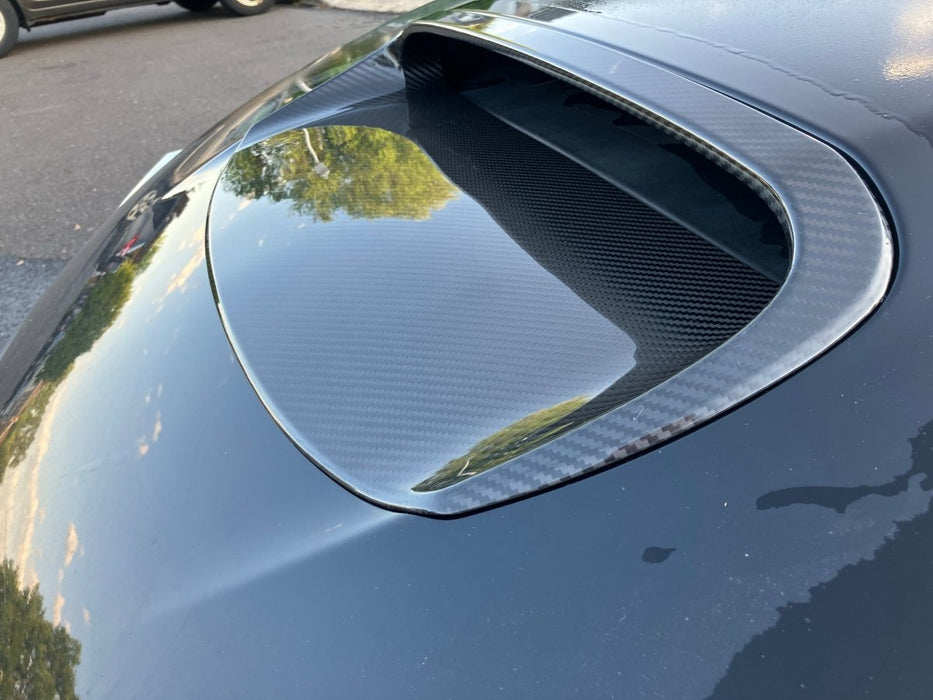 OLM LE Dry Carbon Fiber Hood Scoop Cover 2010-2014 WRX / STI - OLMA.70092.1 - Subimods.com