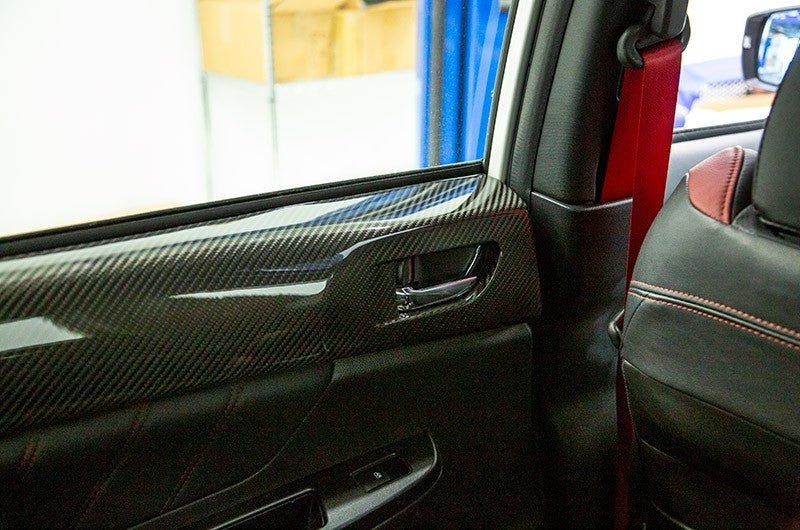 OLM LE Dry Carbon Fiber Rear Door Trim Upper Panels 2015-2021 WRX / STI - OLMA.70110.1 - Subimods.com