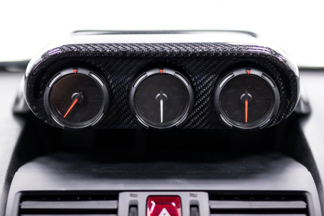 OLM S-line Carbon Fiber 60mm Triple Gauge Pod 2015-2021 WRX / STI / 2014-2018 Forester / 2013-2017 Crosstrek - OLM15WRX-TRIPLE - Subimods.com