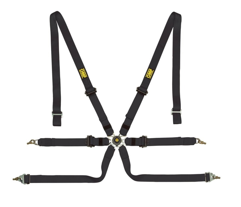 OMP Racing One 6 Point Harness 2" Pull Down Black - DA0 - 0202 - A01 - 071 - Subimods.com