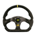 OMP Racing Superquadro 330mm Steering Wheel Flat Bottom Suede w/ Yellow Stitching and Yellow Centering Stripe - OD0 - 1990 - Subimods.com