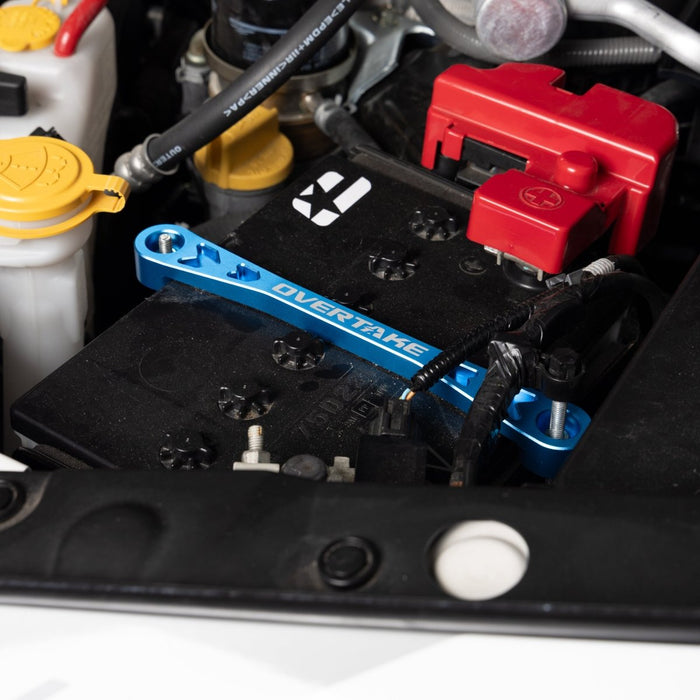 Overtake Battery Tie Down Blue Subaru Models - A10267BLU - Subimods.com